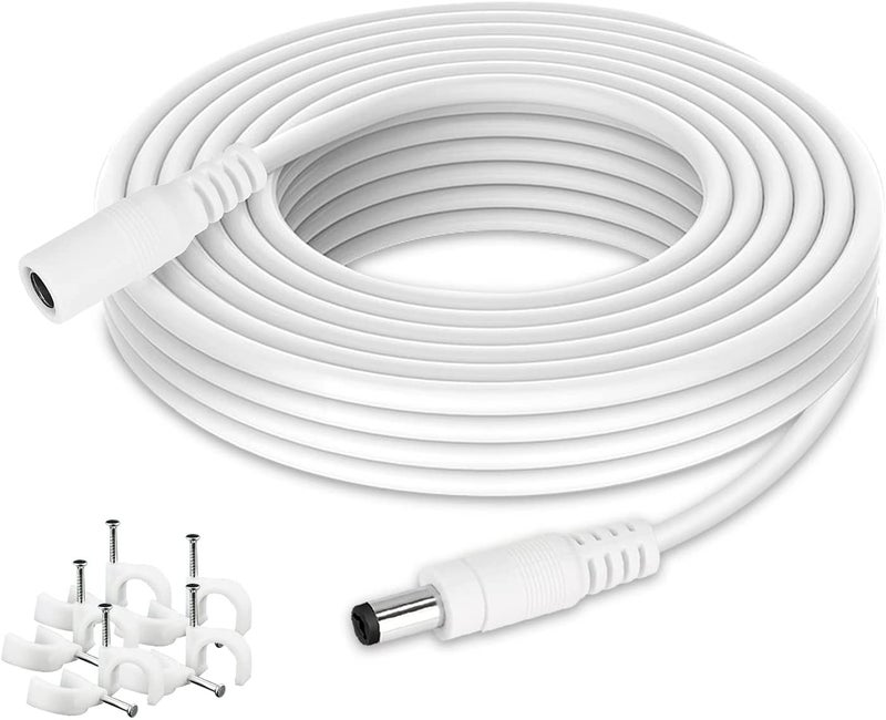 WildHD Power Extension Cable 16.5ft 2.1mm x 5.5mm Compatible with 12V DC Adapter Cord for CCTV Security Camera IP Camera Standalone DVR(16.5ft DC5.5mm Plug White) - Image 1