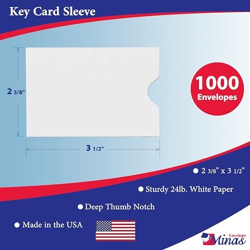 Minas Envelope 500 Key Card Holder/Credit Card Protector/Gift Card Sleeve, Plain White 2-3/8" x 3-1/2" (500 Sleeves) - Image 2