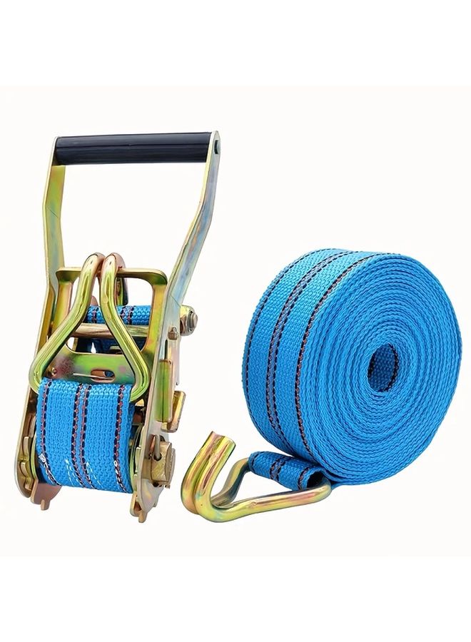Heavy Duty Cargo Strap Set Blue Double Hook 1.97 Inch Width 196.85 Inch Length - Image 2