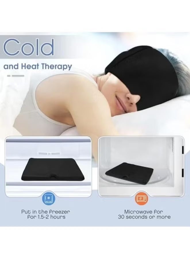 Gel Headache Relief Mask, Elastic Migraine Relief Hat – Reusable Ice Gel Cap for Headaches, Tension, Swelling, and Sinus Pain – Hot & Cold Therapy, One Size Fits All, Eye cover for sleeping, Eye Mask - Image 3