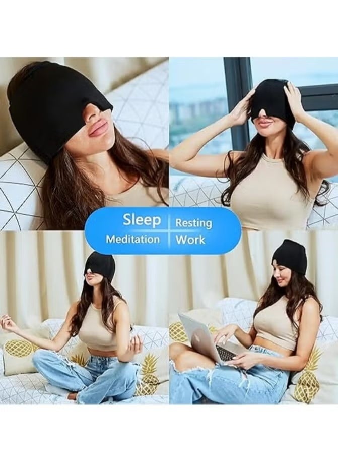 Gel Headache Relief Mask, Elastic Migraine Relief Hat – Reusable Ice Gel Cap for Headaches, Tension, Swelling, and Sinus Pain – Hot & Cold Therapy, One Size Fits All, Eye cover for sleeping, Eye Mask - Image 2