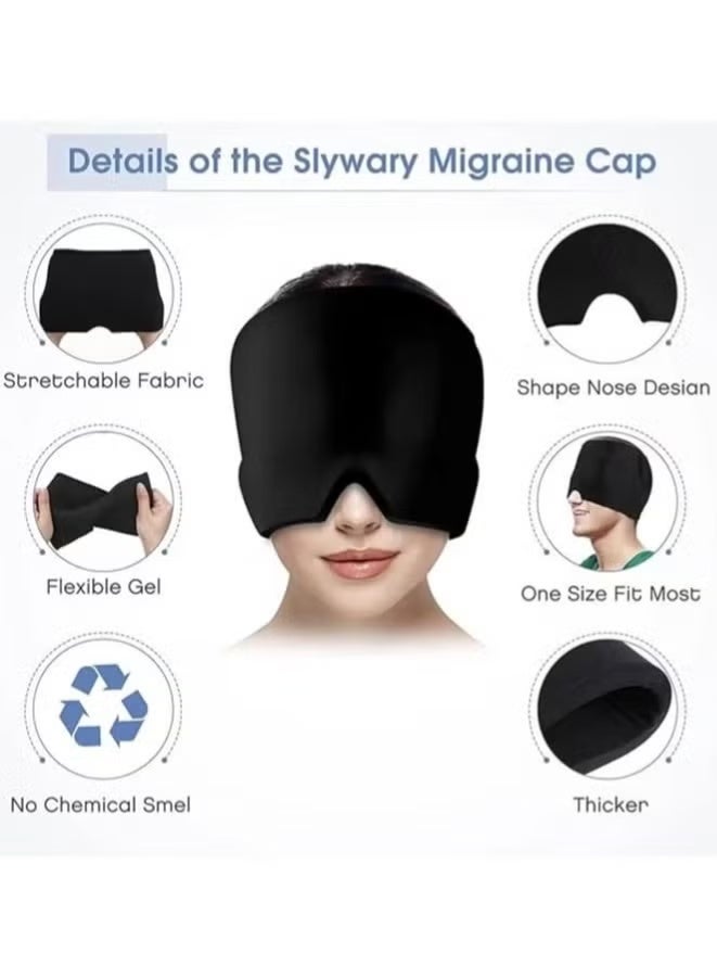 Gel Headache Relief Mask, Elastic Migraine Relief Hat – Reusable Ice Gel Cap for Headaches, Tension, Swelling, and Sinus Pain – Hot & Cold Therapy, One Size Fits All, Eye cover for sleeping, Eye Mask - Image 4