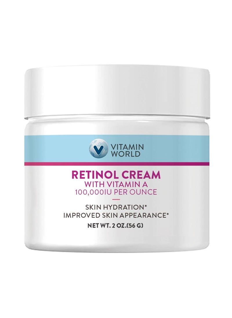 VITAMIN WORLD Vitamin World Retinol Cream 100000 IU 2 oz Vitamin A Face Cream 