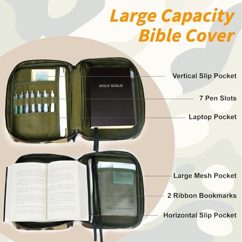 ATRIPACK Tactical Bible Cover For Men,Large Bible Case With Shoulder Strap,Water-Resistant Book cover With Handle,Multi-Functional Carrying Bible Holder Bag For Church,Study,Spiritual - Image 3