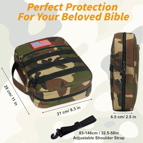 ATRIPACK Tactical Bible Cover For Men,Large Bible Case With Shoulder Strap,Water-Resistant Book cover With Handle,Multi-Functional Carrying Bible Holder Bag For Church,Study,Spiritual - Image 5