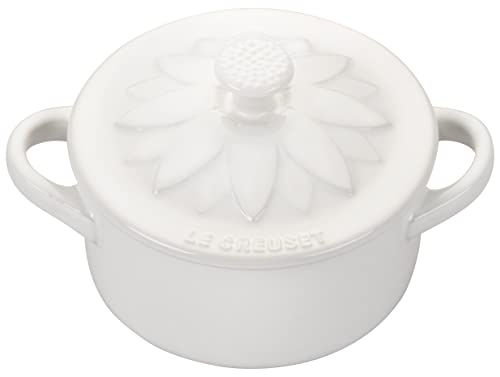 Le Creuset Le Creuset Stoneware Mini Round Cocotte with Flower Lid 8oz White