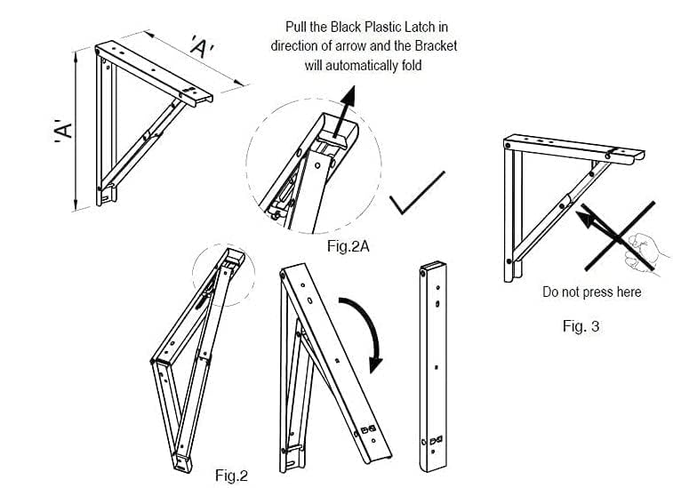 Loquat Folding Table Brackets, max Load 325 lbs. (150 kg) Foldable Table Bracket Hinge Wall Mounted, Steel Collapsible Shelf , (16 inch Bracket) (Black) - Image 3
