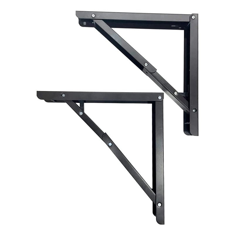 Loquat Folding Table Brackets, max Load 325 lbs. (150 kg) Foldable Table Bracket Hinge Wall Mounted, Steel Collapsible Shelf , (16 inch Bracket) (Black) - Image 1