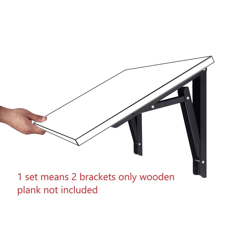 Loquat Folding Table Brackets, max Load 325 lbs. (150 kg) Foldable Table Bracket Hinge Wall Mounted, Steel Collapsible Shelf , (16 inch Bracket) (Black) - Image 5