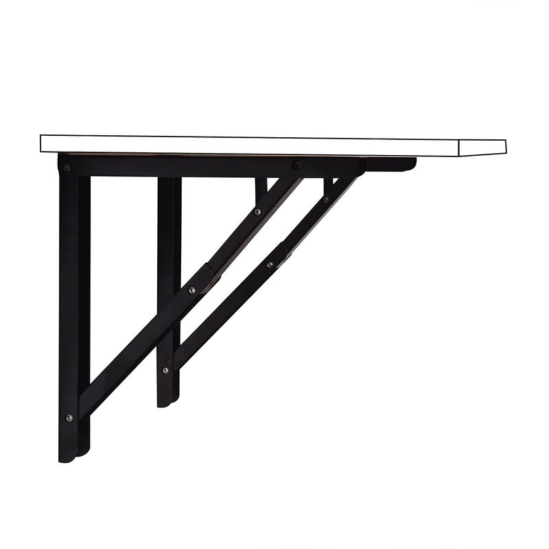 Loquat Folding Table Brackets, max Load 325 lbs. (150 kg) Foldable Table Bracket Hinge Wall Mounted, Steel Collapsible Shelf , (16 inch Bracket) (Black) - Image 2