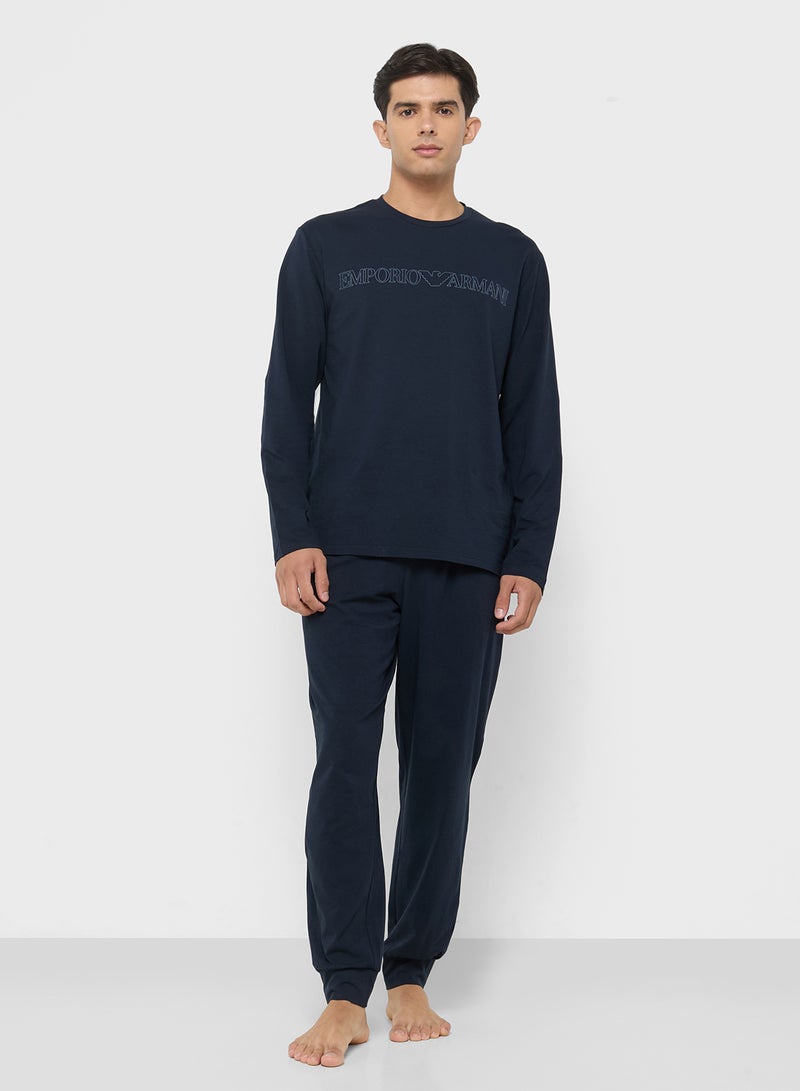امبوريو ارماني طقم بيجامة وتيشيرت بياقة دائرية كاجوال - Image 1