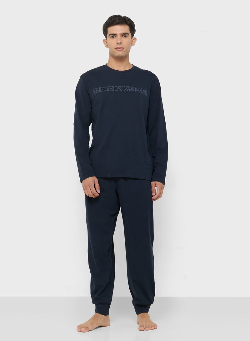 امبوريو ارماني طقم بيجامة وتيشيرت بياقة دائرية كاجوال - Image 5