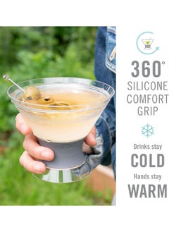 Host HOST Freeze Insulated Martini Cooling Cups, Plastic Freezer Gel Chiller Double Wall Stemless Cocktail Glass Set of 2, 9 oz, Grey  - Image 3