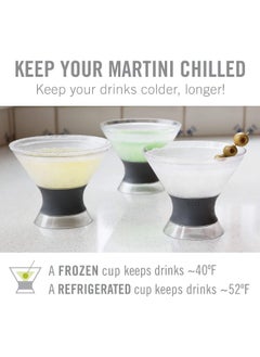 Host HOST Freeze Insulated Martini Cooling Cups, Plastic Freezer Gel Chiller Double Wall Stemless Cocktail Glass Set of 2, 9 oz, Grey  - Image 2