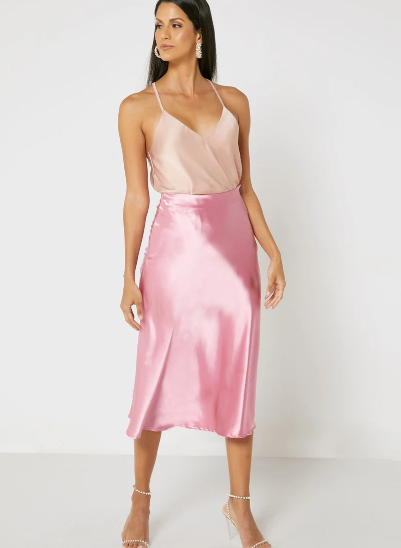 ELLA Satin Midi Skirt