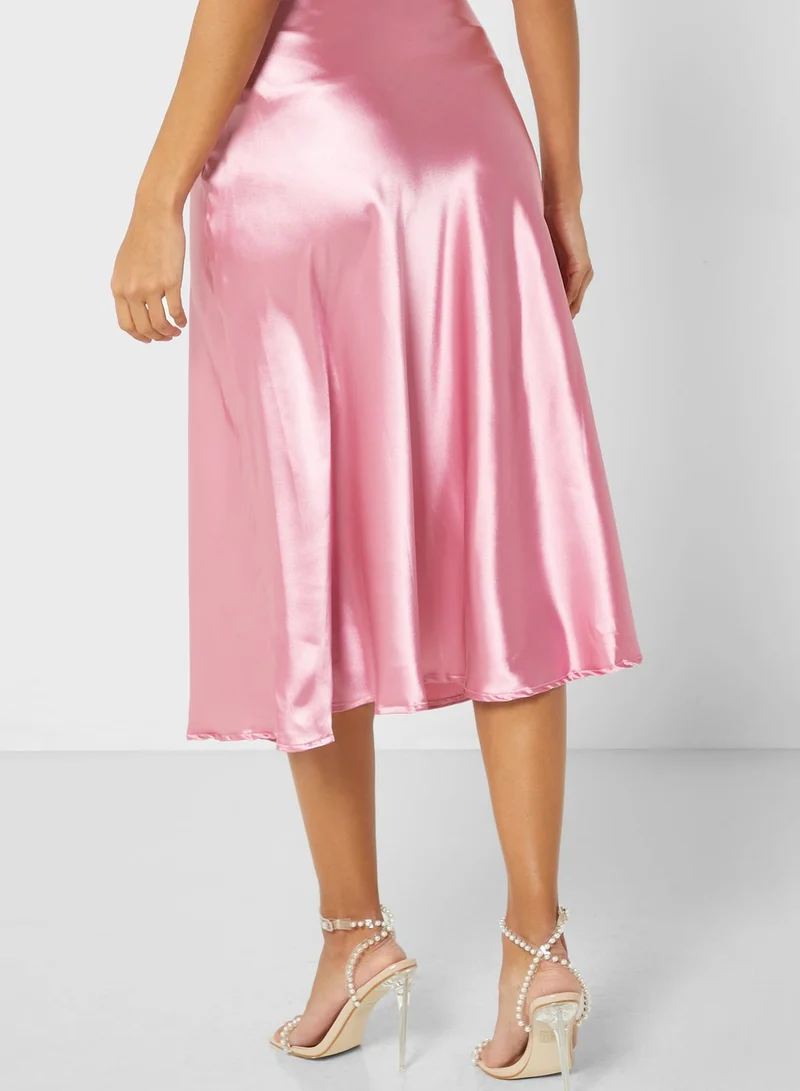 ELLA Satin Midi Skirt