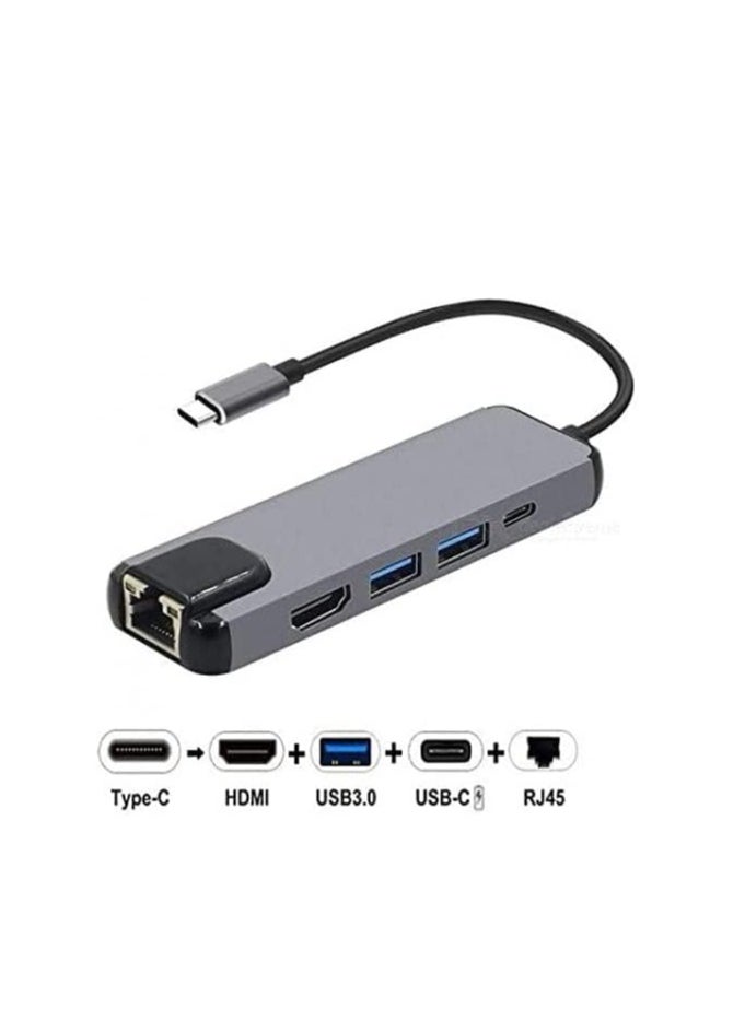 onten Onten Otn-9181 Pd Type-C Dock Station 4K Ultra HD USB 3.0, HDMI, Rj45, Port Multi-Function (Silver)  - Image 4