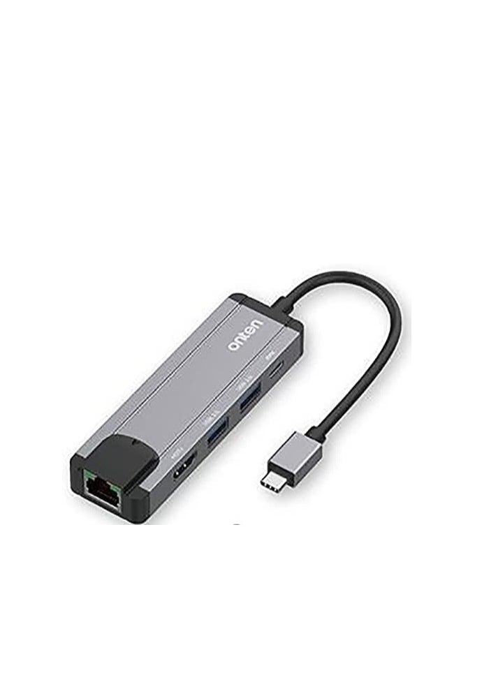 onten Onten Otn-9181 Pd Type-C Dock Station 4K Ultra HD USB 3.0, HDMI, Rj45, Port Multi-Function (Silver)  - Image 5