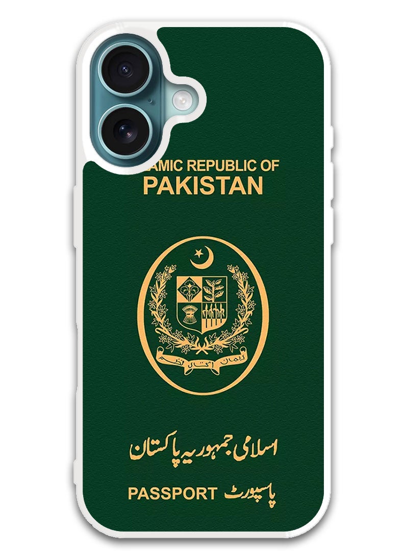 Theodor Protective Case Cover For APPLE IPHONE 16 Pakistan Passport (White Bumper) - Image 1