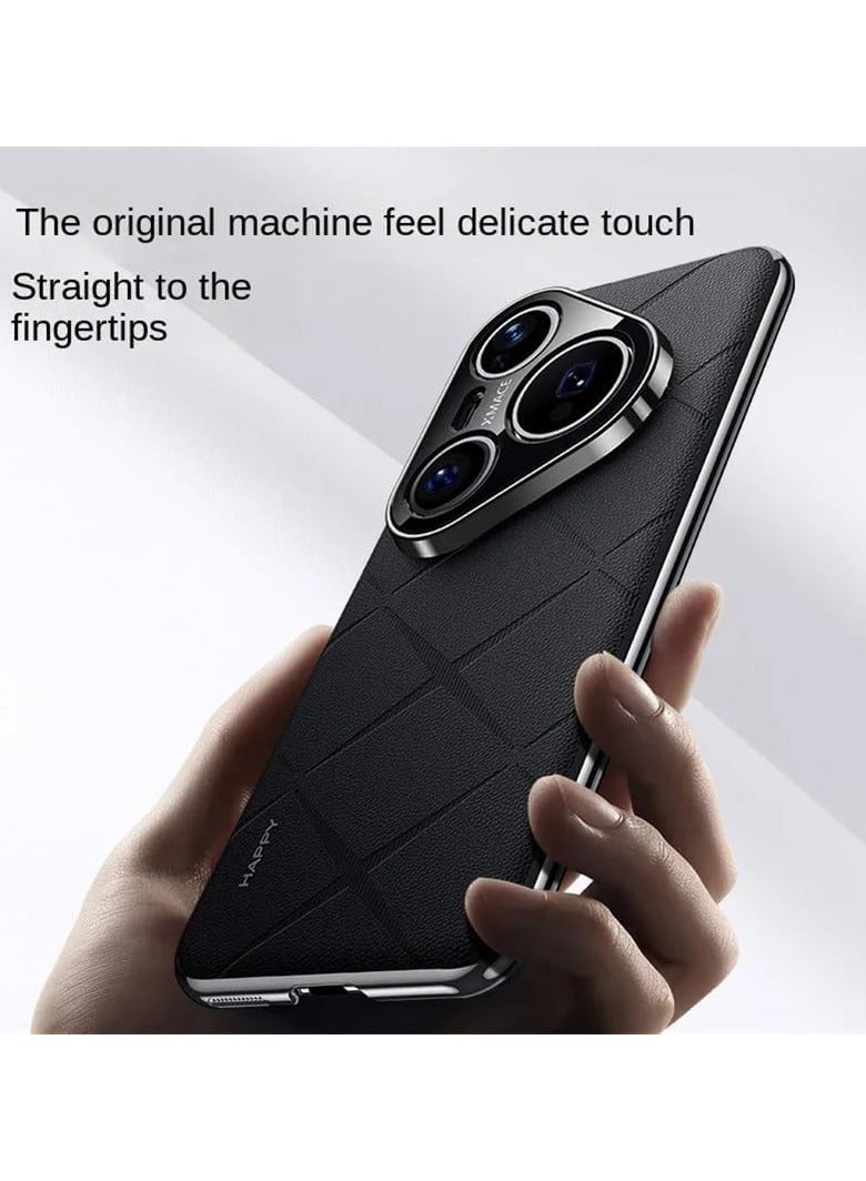 general Case Compatible with Huawei Pura 80 Pro/80 Pro Plus, Slim Anti-Shock Metal Lens Protection Quilted Pattern Leather Case - Image 5