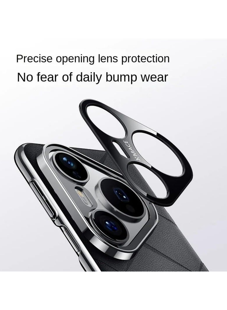 general Case Compatible with Huawei Pura 80 Pro/80 Pro Plus, Slim Anti-Shock Metal Lens Protection Quilted Pattern Leather Case - Image 3