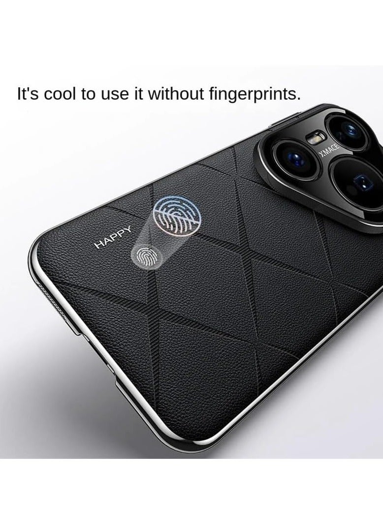 general Case Compatible with Huawei Pura 80 Pro/80 Pro Plus, Slim Anti-Shock Metal Lens Protection Quilted Pattern Leather Case - Image 2