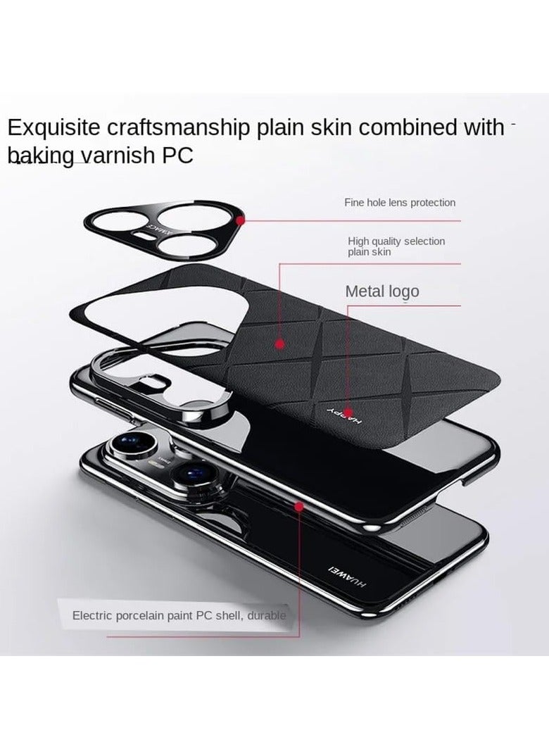 general Case Compatible with Huawei Pura 80 Pro/80 Pro Plus, Slim Anti-Shock Metal Lens Protection Quilted Pattern Leather Case - Image 4