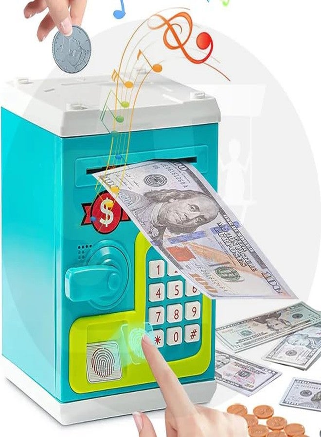 STOFFIER GARTEN Electronic ATM Piggy Bank for Kids – Toy Money Safe with Fingerprint Sensor and Password Lock – Cash Deposit Box for Boys and Girls Ages 2–5 Years (Green) - Image 5