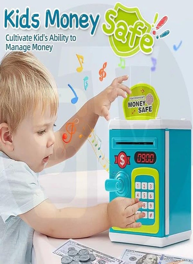 STOFFIER GARTEN Electronic ATM Piggy Bank for Kids – Toy Money Safe with Fingerprint Sensor and Password Lock – Cash Deposit Box for Boys and Girls Ages 2–5 Years (Green) - Image 2