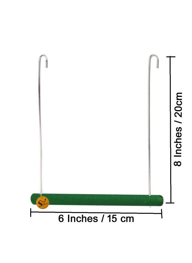 Sage Square Playful Natural Perch Wood Swing Toy Cage Hanging Platform, Climbing, Training, Workout Sand Perch For Birds (Large)  - Image 2