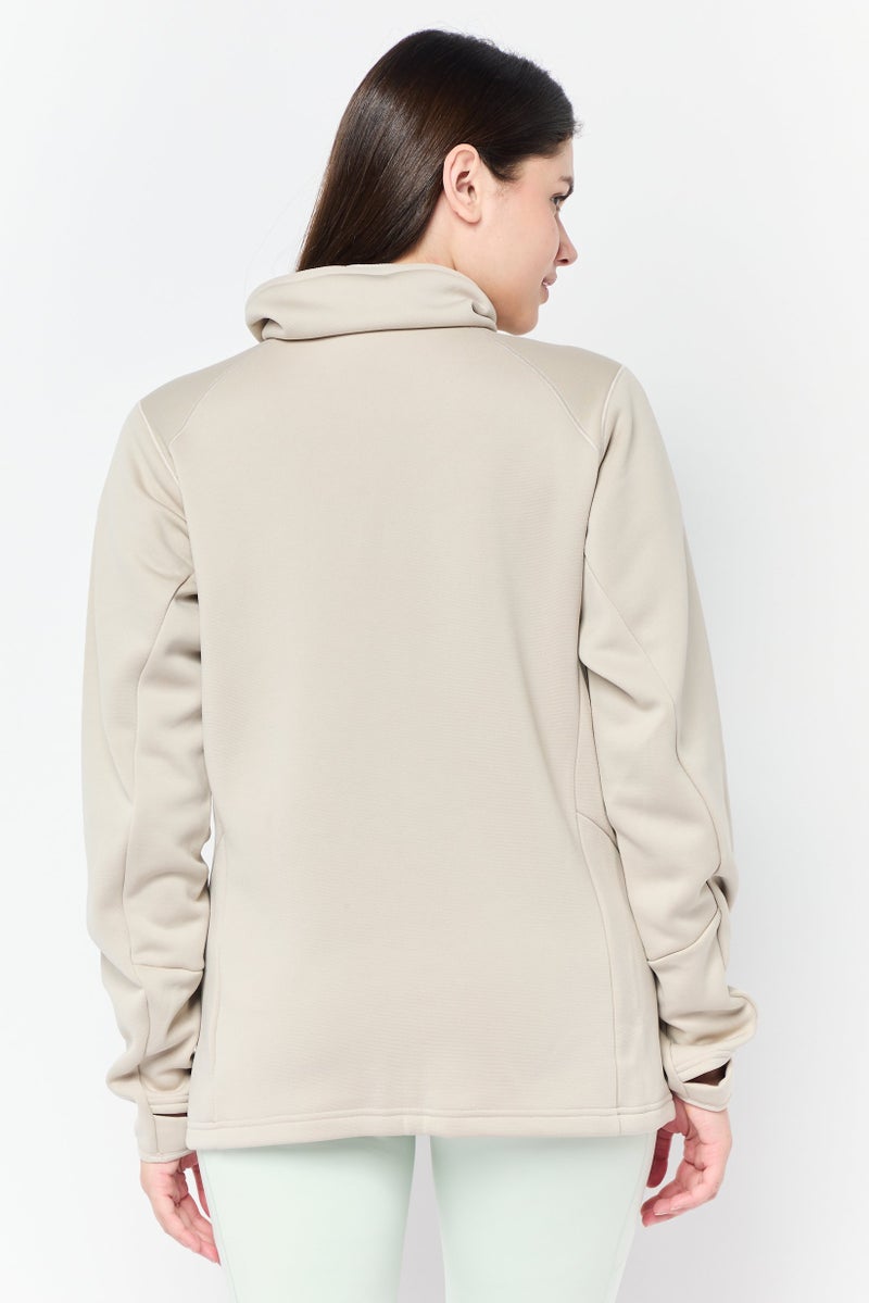 Adidas Women Sportswear Fit Long Sleeve Hiking Sweatshirt, Beige  - Image 4