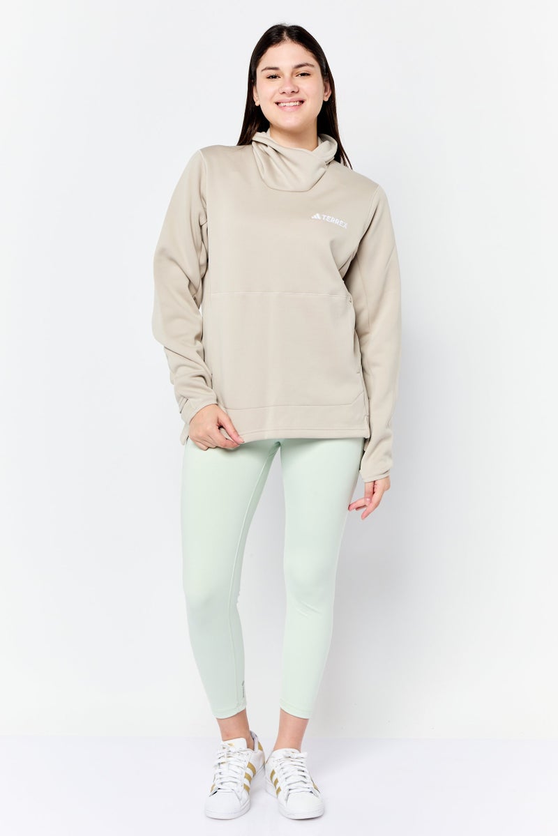 Adidas Women Sportswear Fit Long Sleeve Hiking Sweatshirt, Beige  - Image 2