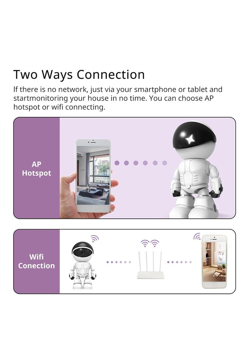 Generic - 1080P Home Security Wireless Camera, Robot IP Camera WiFi Surveillance Camera Baby Monitor for Baby/Pet Support 360˚ View, 2 Audio, Motion Tracking, Yoosee App Remote Access, White - Image 1