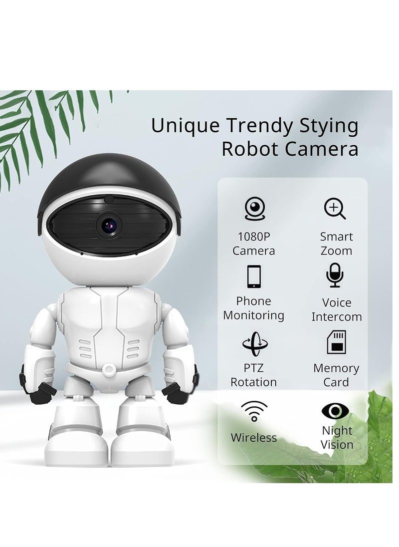 Generic - 1080P Home Security Wireless Camera, Robot IP Camera WiFi Surveillance Camera Baby Monitor for Baby/Pet Support 360˚ View, 2 Audio, Motion Tracking, Yoosee App Remote Access, White - Image 1