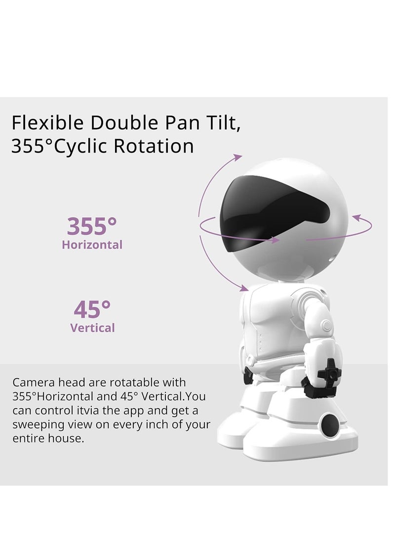 Generic - 1080P Home Security Wireless Camera, Robot IP Camera WiFi Surveillance Camera Baby Monitor for Baby/Pet Support 360˚ View, 2 Audio, Motion Tracking, Yoosee App Remote Access, White - Image 1