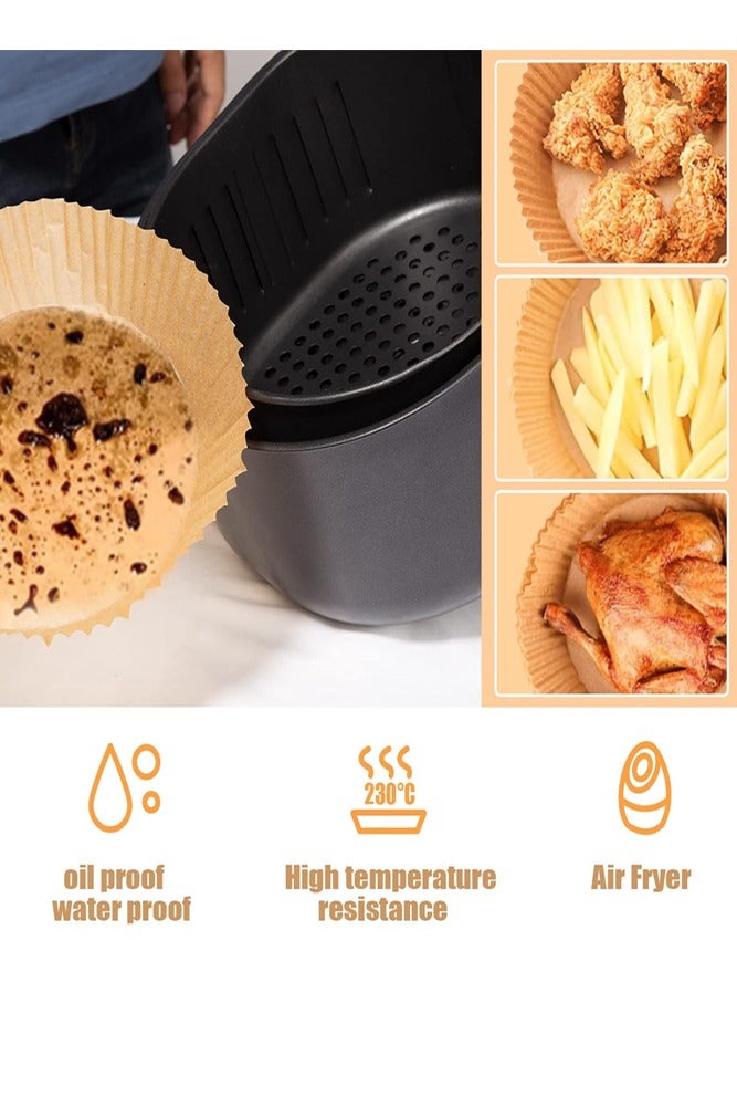 AMERTEER 100pcs Disposable Air Fryer Paper Liners – Non-Stick Oil-Proof Round Parchment Paper  - Image 3