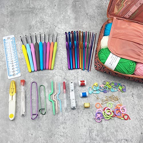 Mdoker 100 Pieces Crochet Kit with Yarn and Knitting Accessories Set,Complete Knitting Kit for Beginners Include Soft Grip Crochet Hooks,Aluminum Crochet Hooks,Crochet Yarn Balls,Crochet Supplies Set - Image 5