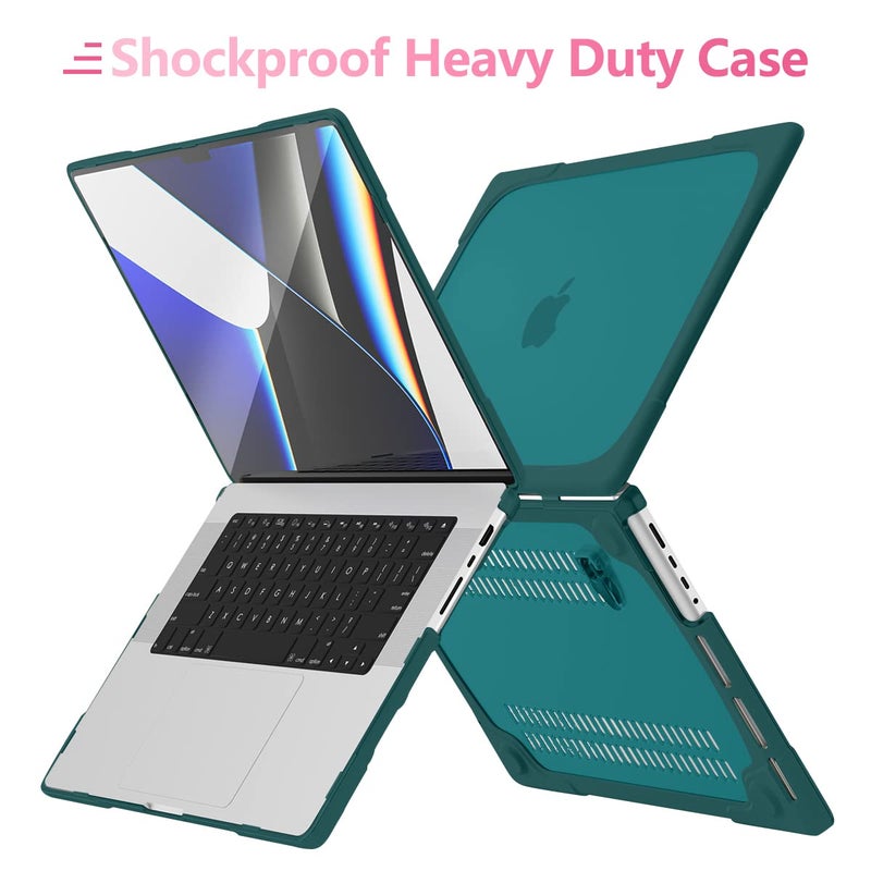 Batianda Heavy Duty Case for New MacBook Pro 16 inch 2024 M4 2023 M3 2021 M2 Pro Max Chip- Ergonomic Foldable Kickstand (Holds 22lbs/Zero Wobble) Matte Rugged Armor Cover with Spare Parts, Dark Teal - Image 5