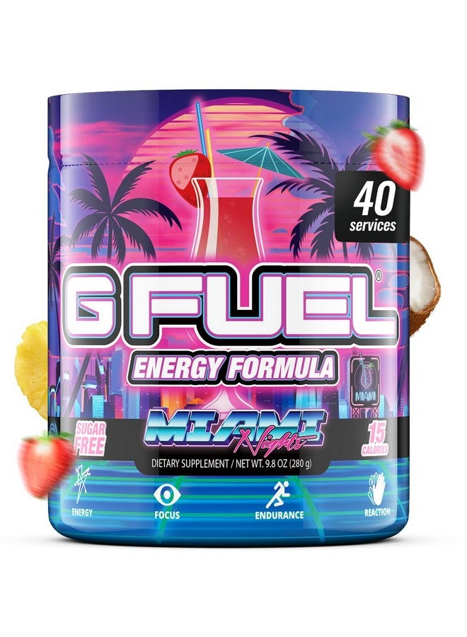 جي فيول مسحوق الطاقة المتغير بنكهة الفراولة والبينا كولادا من ميامي نايتس، يزيد التركيز، خالٍ من السكر، يدعم المناعة ويحسن الحالة المزاجية، 9.8 أونصة، 40 وجبة - Image 1