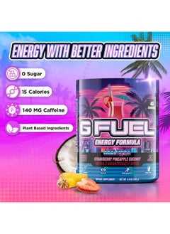 G Fuel Miami Nights Strawberry Pina Colada Flavored Game Changing Energy Powder,Sharpens Focus, Zero Sugar, Supports Immunity & Enhances Mood 9.8Oz 40 Servings  - Image 2