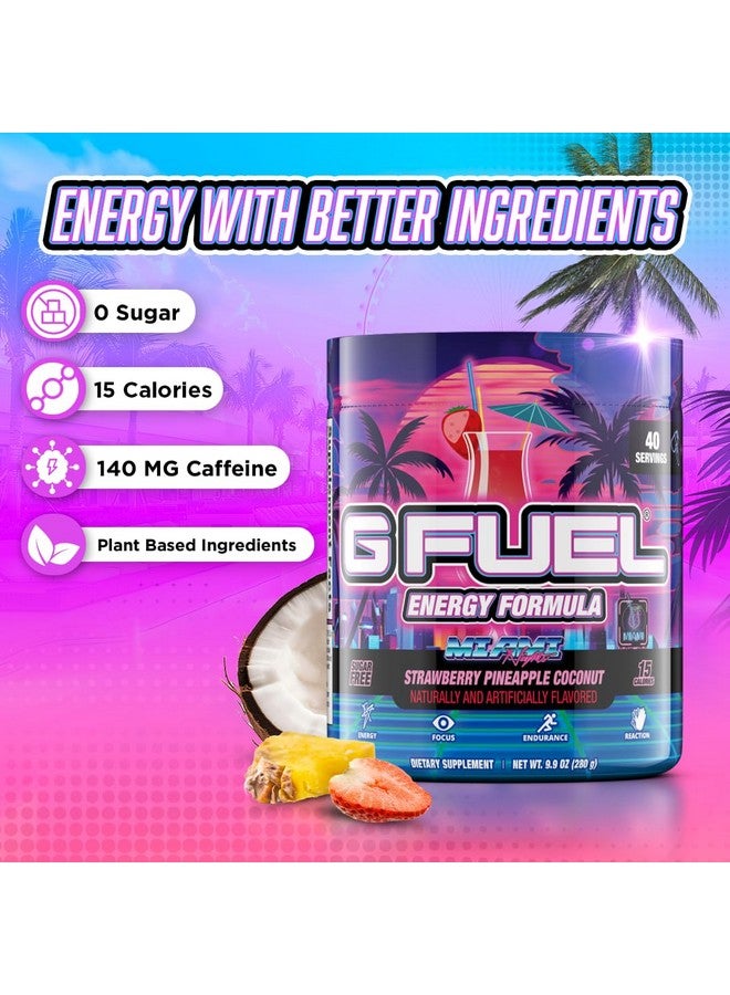 جي فيول مسحوق الطاقة المتغير بنكهة الفراولة والبينا كولادا من ميامي نايتس، يزيد التركيز، خالٍ من السكر، يدعم المناعة ويحسن الحالة المزاجية، 9.8 أونصة، 40 وجبة - Image 2