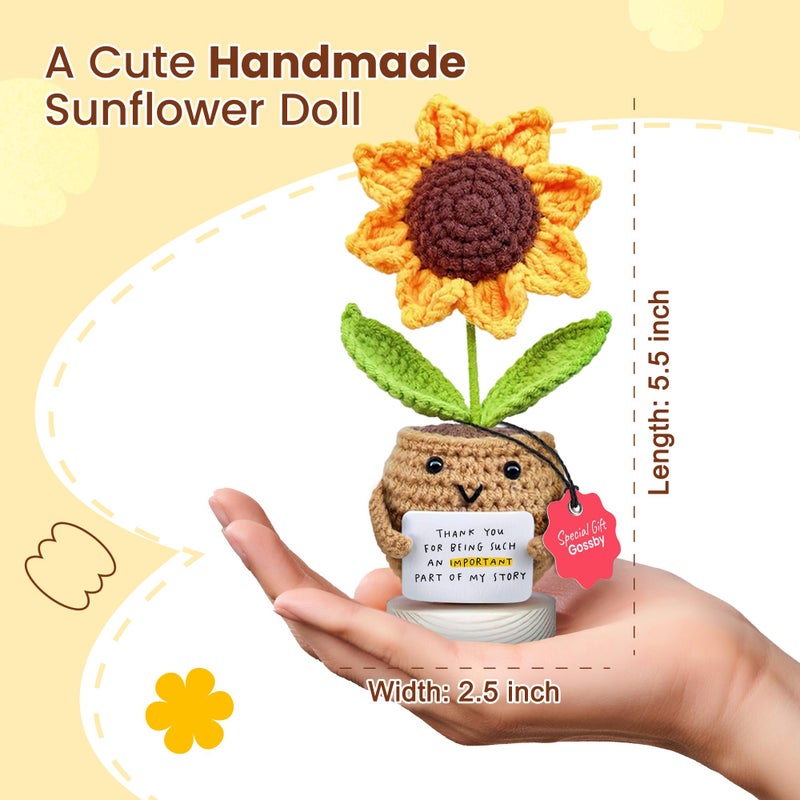 Gossby Handmade Positive Sunflower Doll Crochet Plant - Appreciation Thank You for Being an Important Part Gift for Coworker, Sister Friend, Teacher - Mothers Day, Christmas, Birthday Gift Women, Men - Image 2