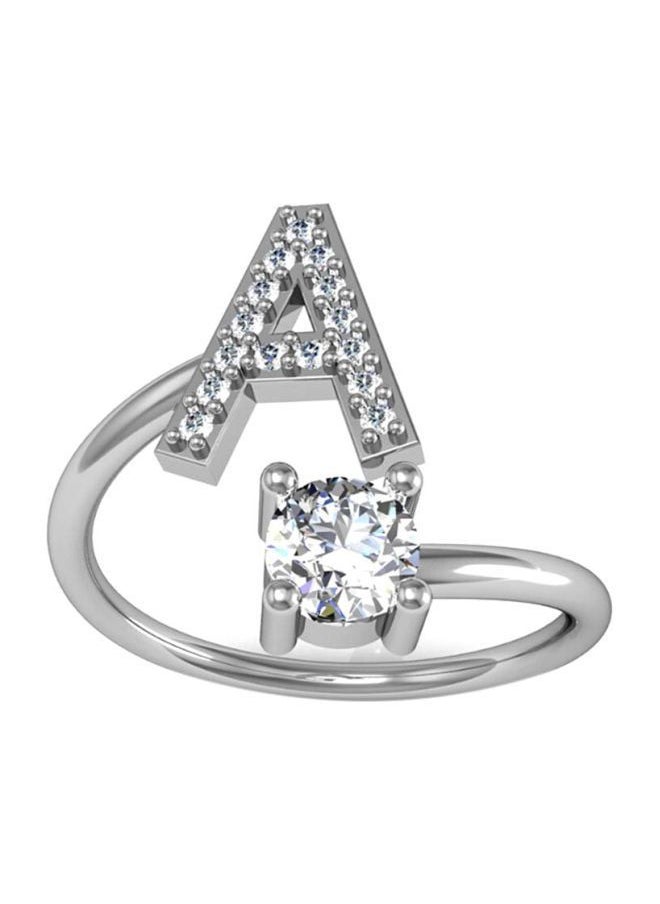 Y&D - Metal Rhinestone Studded A Letter Ring - Image 1