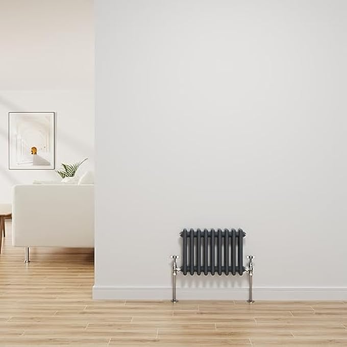 NRG TRADITIONAL RADIATOR ANTHRACITE CAST IRON 2 COLUMN HORIZONTAL CENTRAL HEATING BATHROOM RADIATORS 300X425MM - Image 2