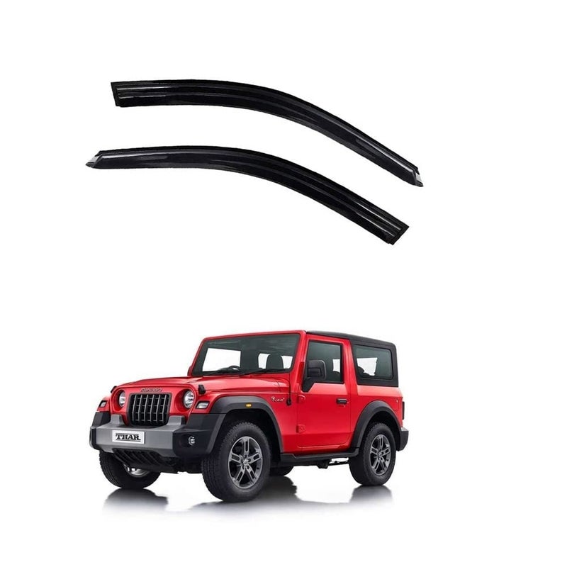 ROYALTECH Premium Non-Breakable Car Window Door Visor/Rain Guard/Wind Deflector Compatible for (Mahindra Thar 2020) - Image 1