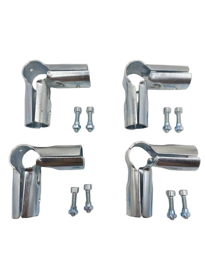 FLEXKEA 4 Pcs 90 Degree 3-Way Pipe Connector, Galvanized Steel End Rail Clamps, for 1 in O.D.(25 MM), Metal Joint Chain Link Fence Clamp,Chain Link Fence Fittings with Bolts and Nuts - Image 1