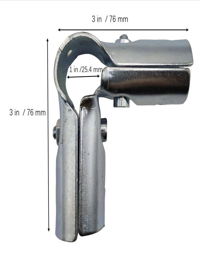 FLEXKEA 4 Pcs 90 Degree 3-Way Pipe Connector, Galvanized Steel End Rail Clamps, for 1 in O.D.(25 MM), Metal Joint Chain Link Fence Clamp,Chain Link Fence Fittings with Bolts and Nuts - Image 2