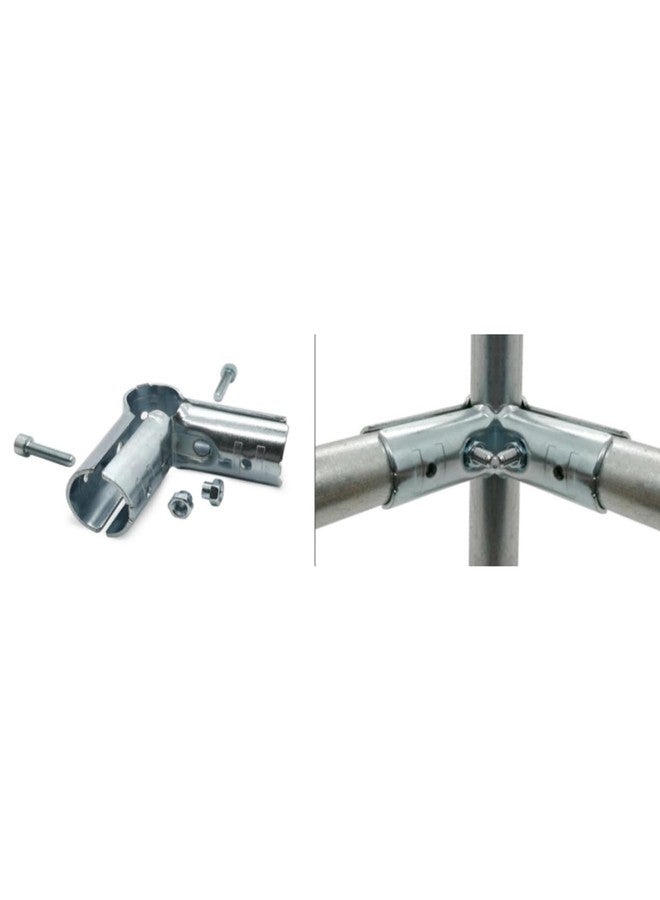 FLEXKEA 4 Pcs 90 Degree 3-Way Pipe Connector, Galvanized Steel End Rail Clamps, for 1 in O.D.(25 MM), Metal Joint Chain Link Fence Clamp,Chain Link Fence Fittings with Bolts and Nuts - Image 5