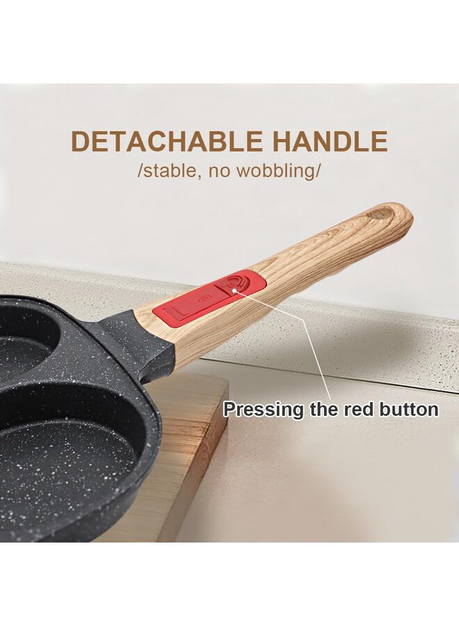 مقلاة بيض، مقلاة بيض مع غطاء غير لاصق، مقلاة فطائر سعة 4 أكواب، مقلاة بيض مقلي للإفطار، متوافقة مع موقد الغاز والحث (رمادي) - Image 3