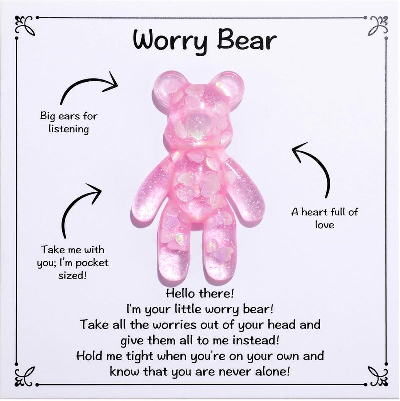 Aesnefe Pocket Bear Hug - Anxiety & Stress Relief Gift, Autism Fidget Toy, Comforting Back to School Gift for Son or Daughter - Pink - Image 1